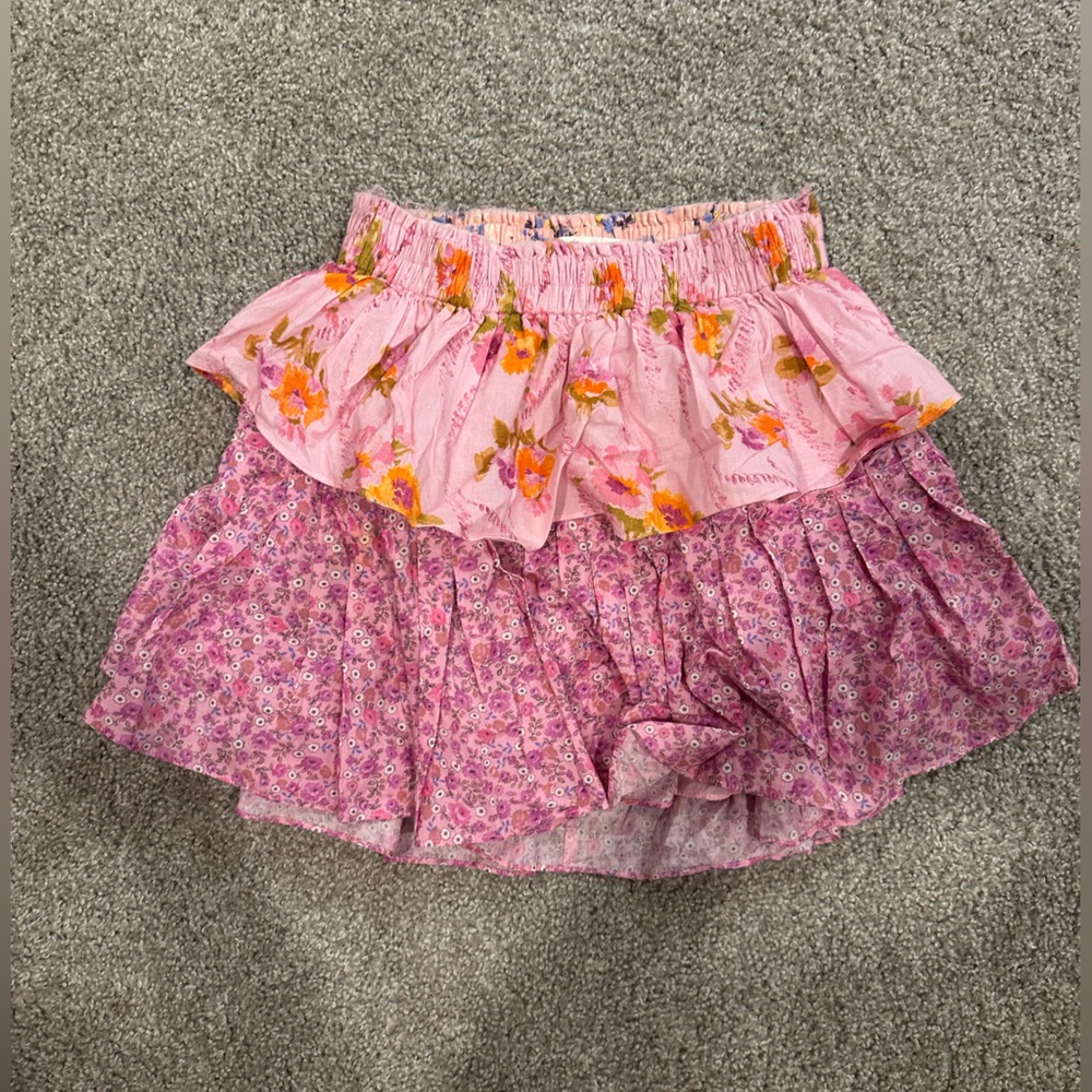 LoveShackFancy Pink Floral Mini Skirt- Petite